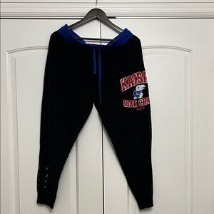 PINK Victoria's Secret Black Joggers with Blue Accents